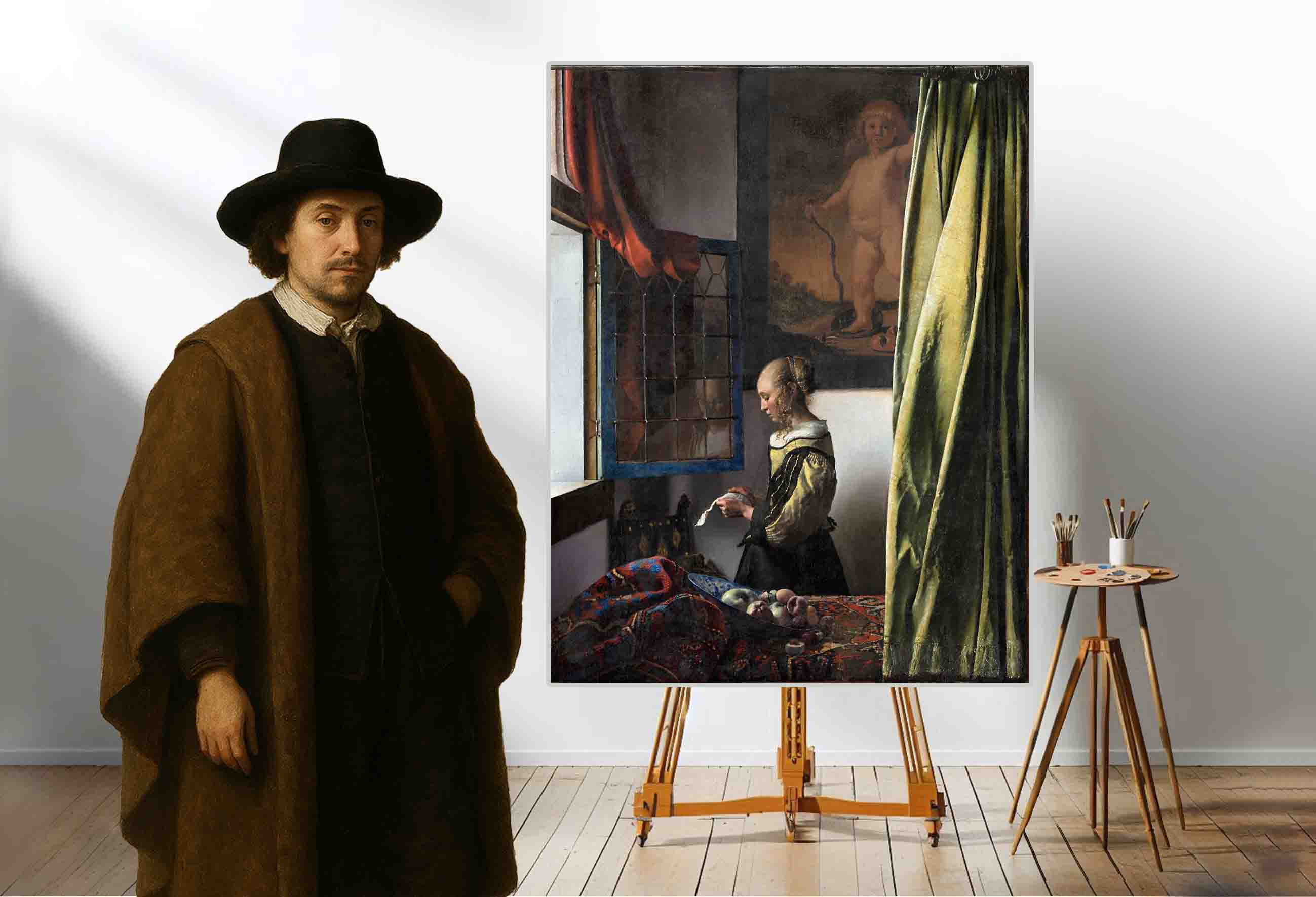 دختری در حال خواندن نامه در کنار پنجره Girl Reading a Letter at an Open Window